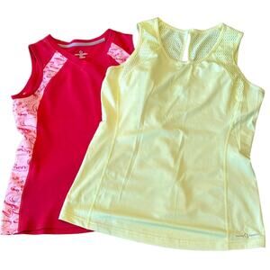 Bundle of 2 Brooks Moving Comfort Women's Tank Tops Red Light Yellow Size M